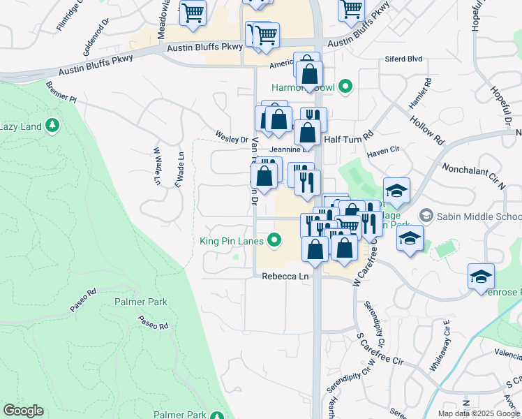 map of restaurants, bars, coffee shops, grocery stores, and more near 3440 Carefree Circle North in Colorado Springs