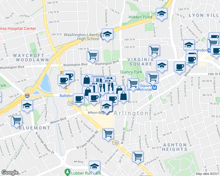 map of restaurants, bars, coffee shops, grocery stores, and more near 101 Independence Avenue Southeast in Washington