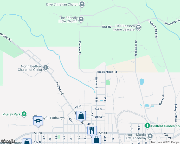 map of restaurants, bars, coffee shops, grocery stores, and more near 1411 Breckenridge Road in Bedford