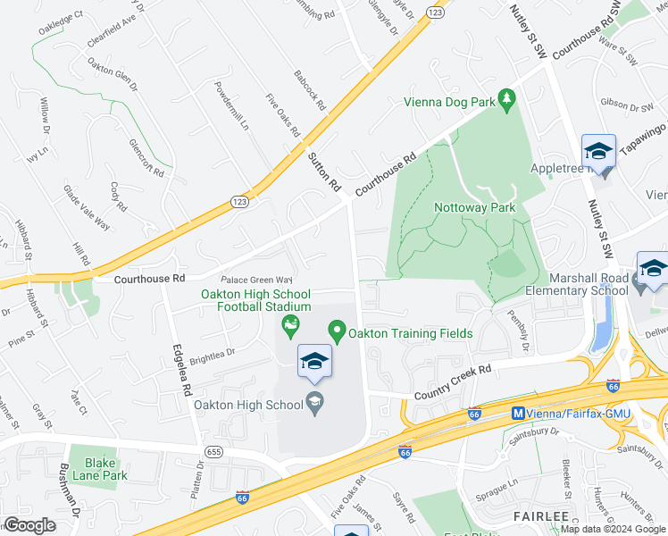 map of restaurants, bars, coffee shops, grocery stores, and more near 9753 Hatmark Court in Vienna