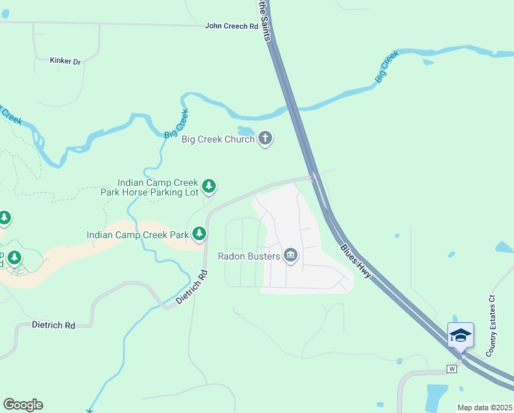 map of restaurants, bars, coffee shops, grocery stores, and more near 1141 Jaxson Drive in Foristell