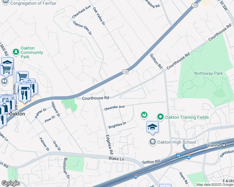 map of restaurants, bars, coffee shops, grocery stores, and more near 2798 Fariba Court in Vienna