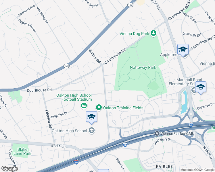 map of restaurants, bars, coffee shops, grocery stores, and more near 2747 Sutton Road in Vienna