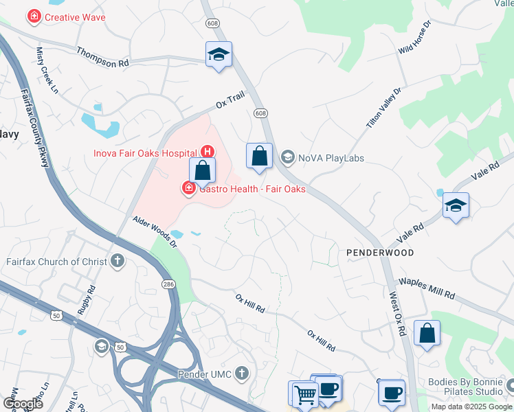 map of restaurants, bars, coffee shops, grocery stores, and more near 3704 John Barnes Lane in Fairfax