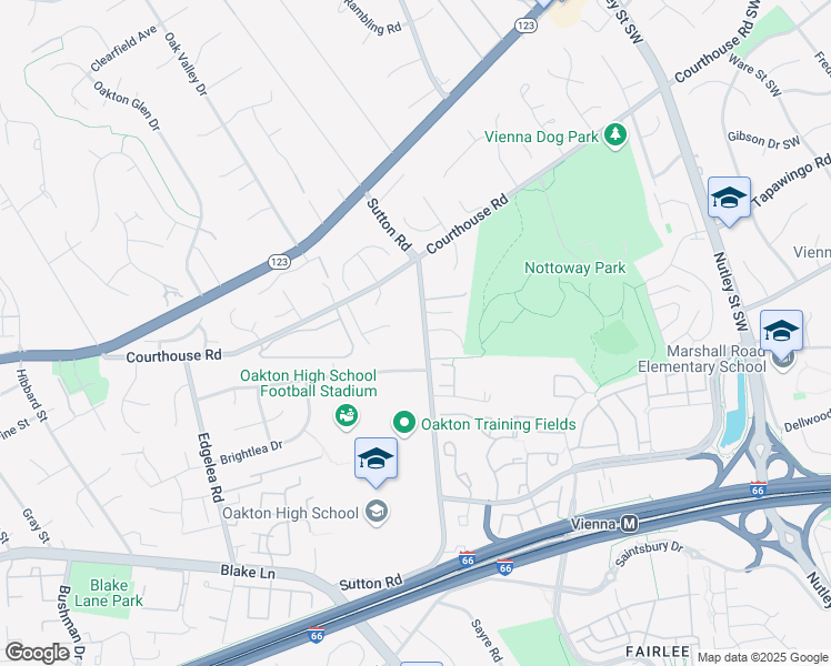 map of restaurants, bars, coffee shops, grocery stores, and more near 2744 Sutton Road in Vienna