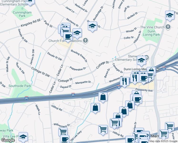 map of restaurants, bars, coffee shops, grocery stores, and more near 2638 Bowling Green Drive in Vienna