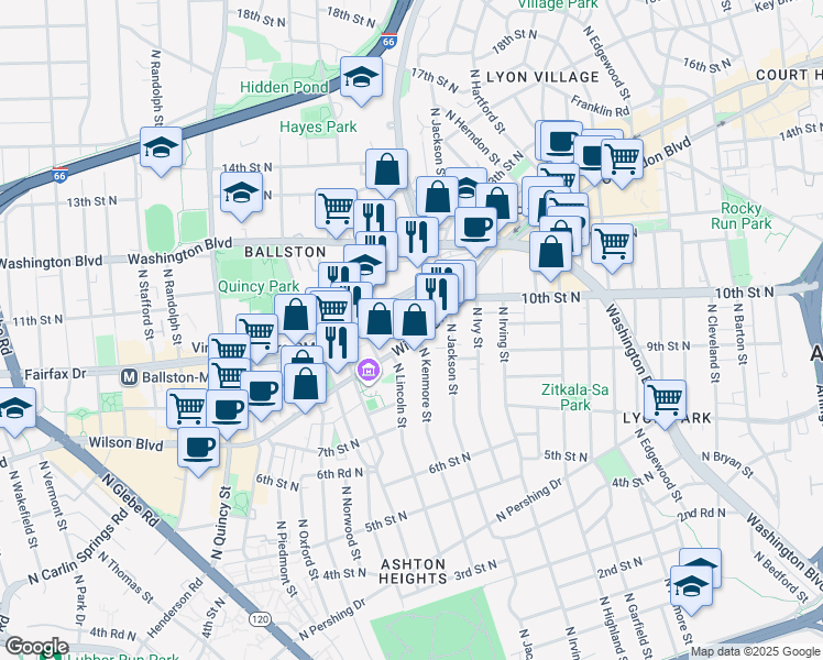 map of restaurants, bars, coffee shops, grocery stores, and more near 101 Independence Avenue Southeast in Washington