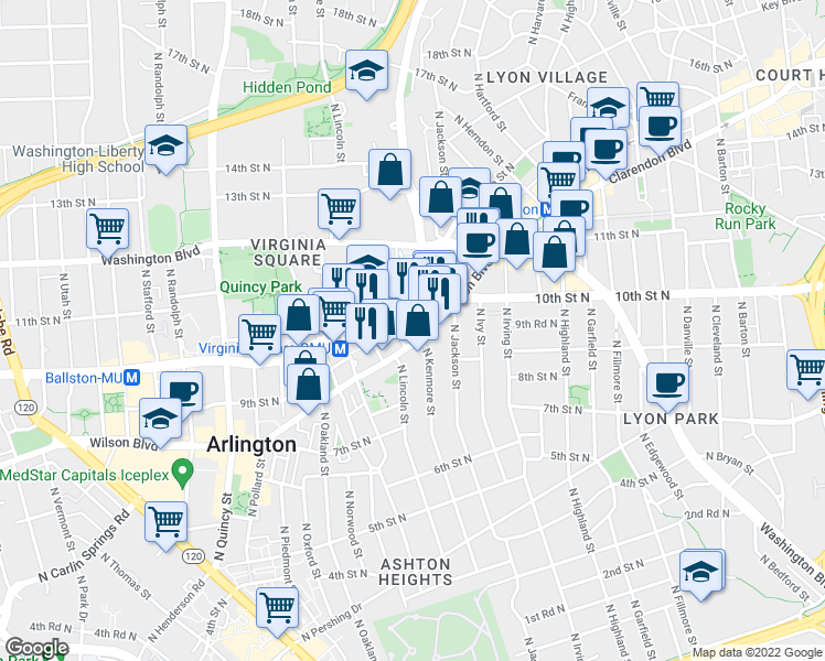 map of restaurants, bars, coffee shops, grocery stores, and more near 101 Independence Avenue Southeast in Washington