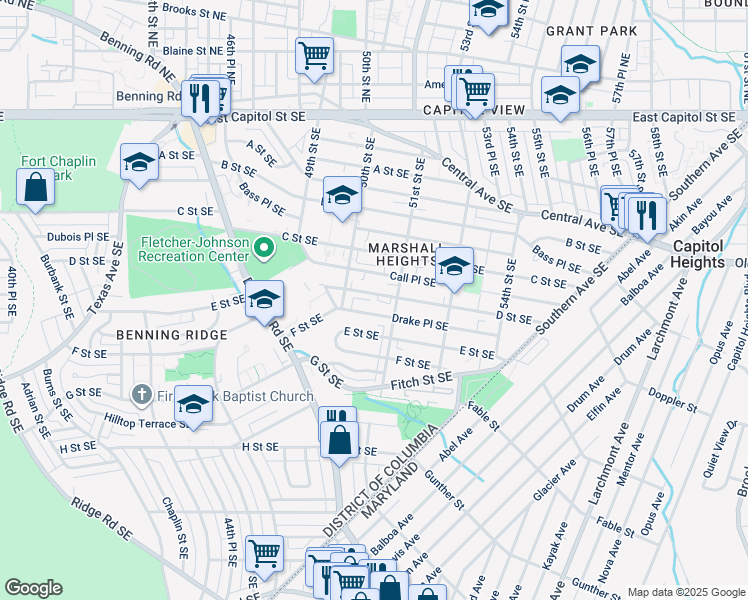 map of restaurants, bars, coffee shops, grocery stores, and more near 101 Independence Avenue Southeast in Washington