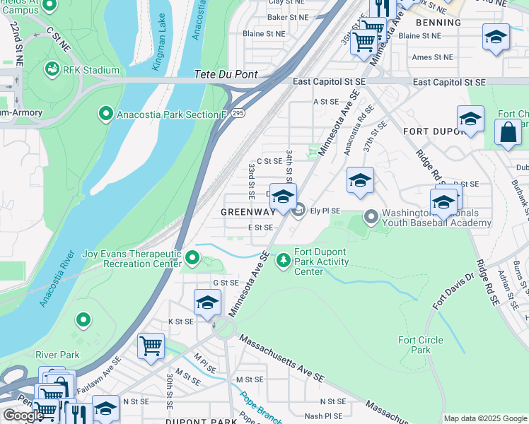 map of restaurants, bars, coffee shops, grocery stores, and more near 101 Independence Avenue Southeast in Washington