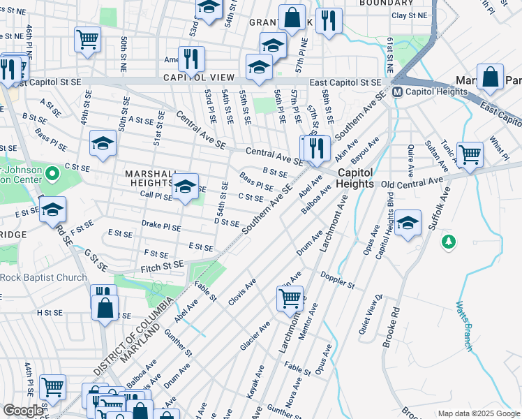 map of restaurants, bars, coffee shops, grocery stores, and more near 101 Independence Avenue Southeast in Washington