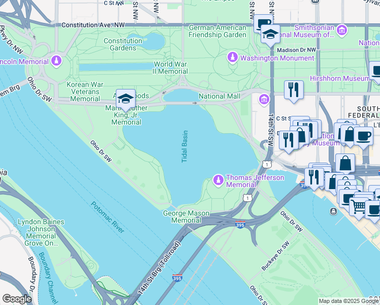 map of restaurants, bars, coffee shops, grocery stores, and more near in Washington