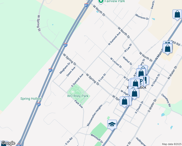 map of restaurants, bars, coffee shops, grocery stores, and more near 558 West Spring Street in Woodstock