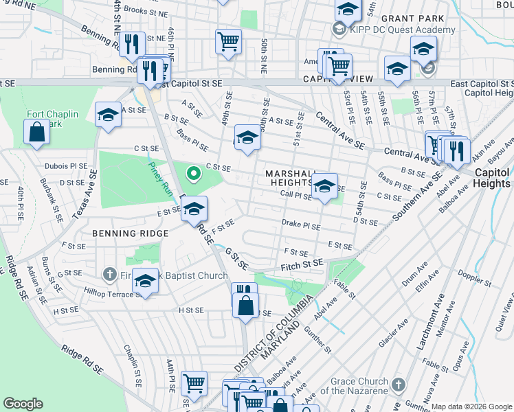 map of restaurants, bars, coffee shops, grocery stores, and more near 101 Independence Avenue Southeast in Washington