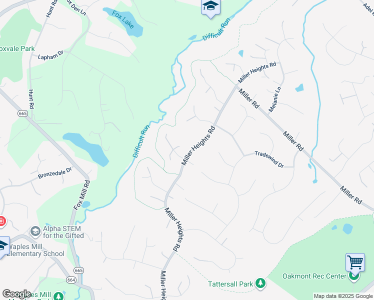 map of restaurants, bars, coffee shops, grocery stores, and more near 3102 Miller Heights Road in Oakton