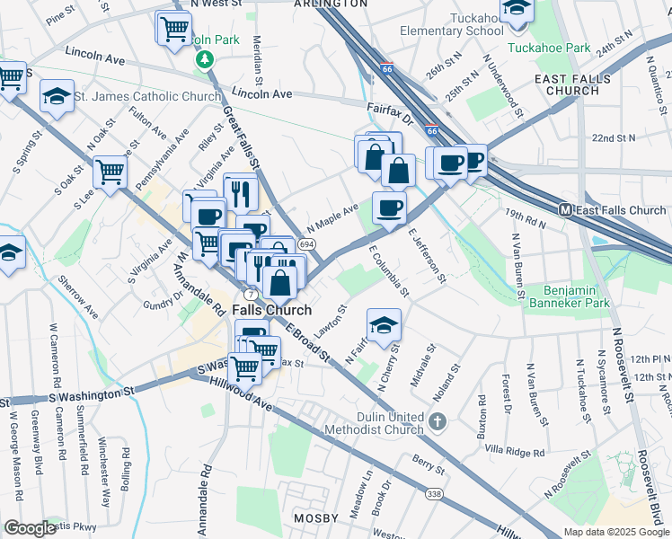 map of restaurants, bars, coffee shops, grocery stores, and more near 101 Independence Avenue Southeast in Washington