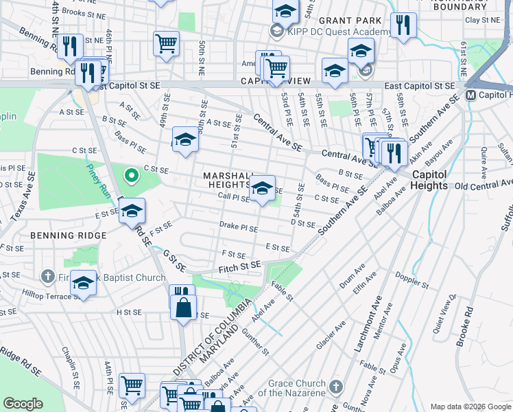 map of restaurants, bars, coffee shops, grocery stores, and more near 101 Independence Avenue Southeast in Washington
