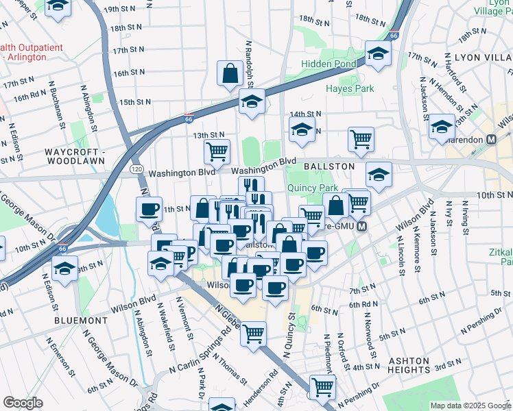 map of restaurants, bars, coffee shops, grocery stores, and more near 101 Independence Avenue Southeast in Washington