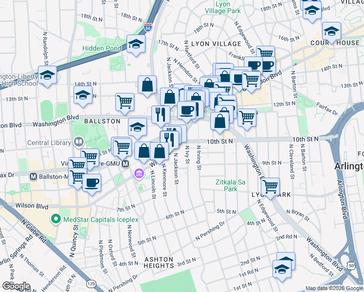 map of restaurants, bars, coffee shops, grocery stores, and more near 101 Independence Avenue Southeast in Washington