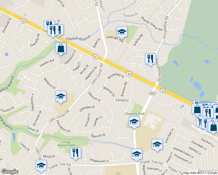 map of restaurants, bars, coffee shops, grocery stores, and more near 3998 Gumwood Court in Chantilly