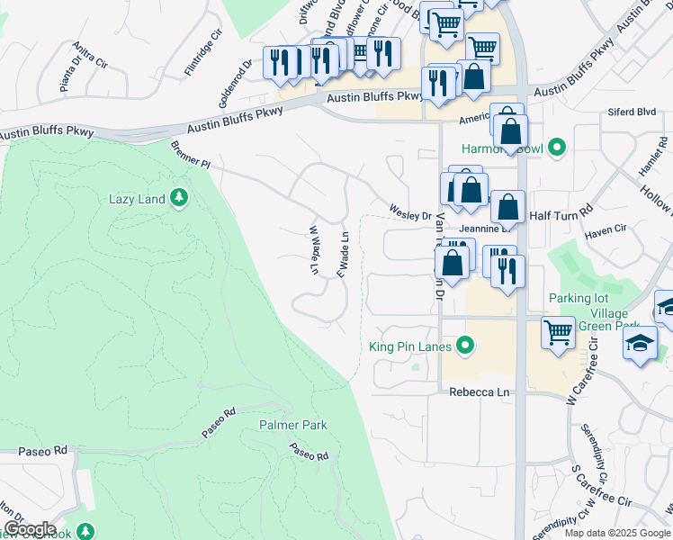 map of restaurants, bars, coffee shops, grocery stores, and more near 3640 East Wade Lane in Colorado Springs