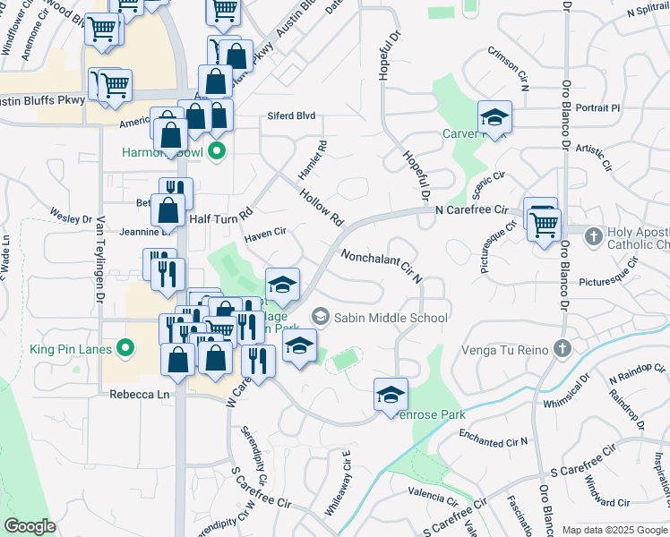 map of restaurants, bars, coffee shops, grocery stores, and more near 4212 North Hammock Drive in Colorado Springs