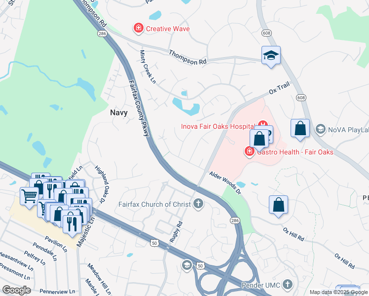 map of restaurants, bars, coffee shops, grocery stores, and more near 3821 Hunt Manor Drive in Fairfax