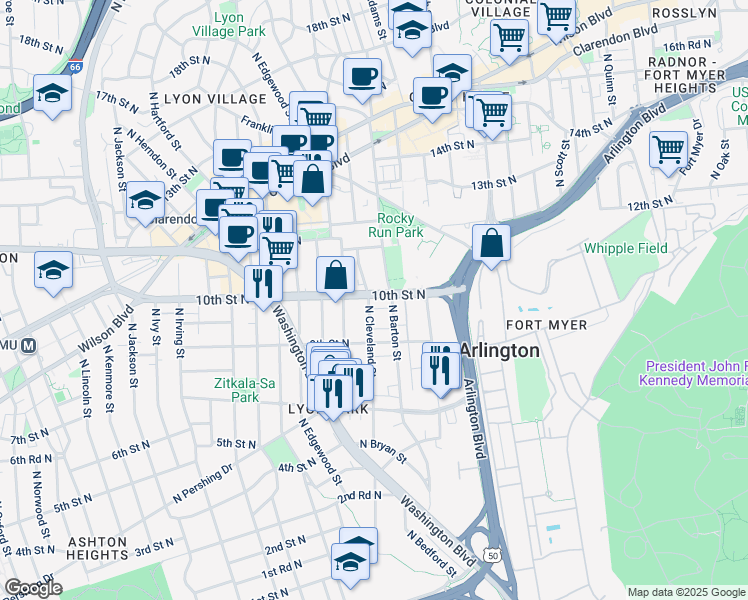 map of restaurants, bars, coffee shops, grocery stores, and more near 101 Independence Avenue Southeast in Washington