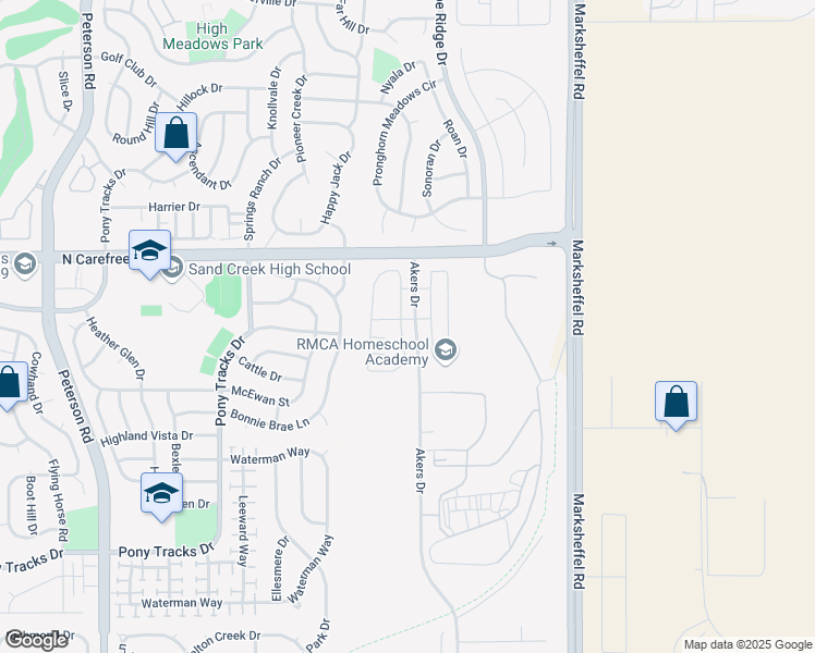 map of restaurants, bars, coffee shops, grocery stores, and more near 3989 Reindeer Circle in Colorado Springs
