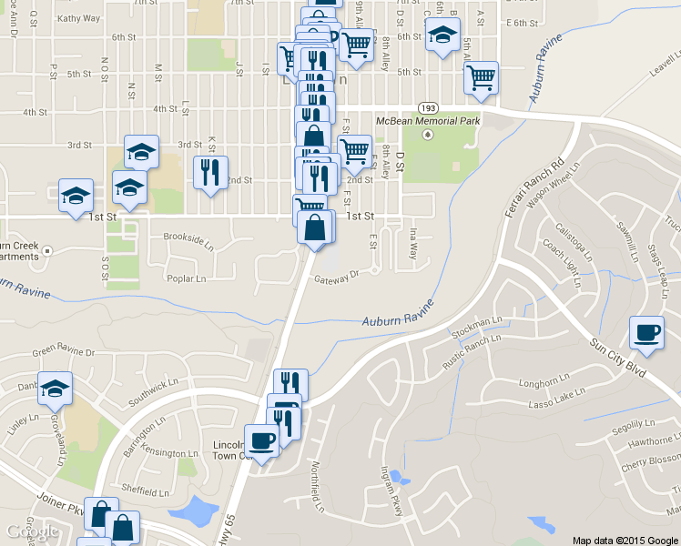map of restaurants, bars, coffee shops, grocery stores, and more near 170 Gateway Drive in Lincoln