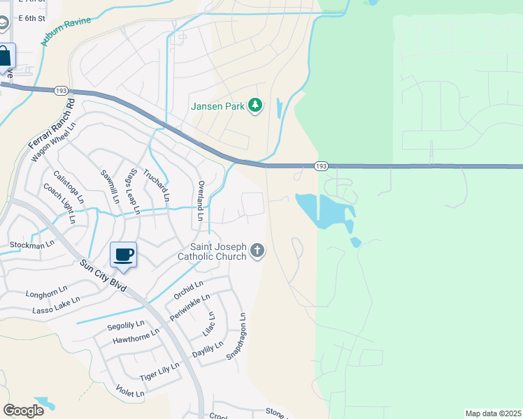 map of restaurants, bars, coffee shops, grocery stores, and more near 1530 Topanga Lane in Lincoln