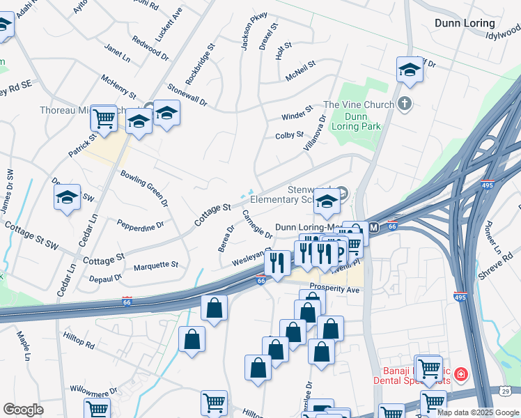 map of restaurants, bars, coffee shops, grocery stores, and more near 8326 Syracuse Circle in Vienna
