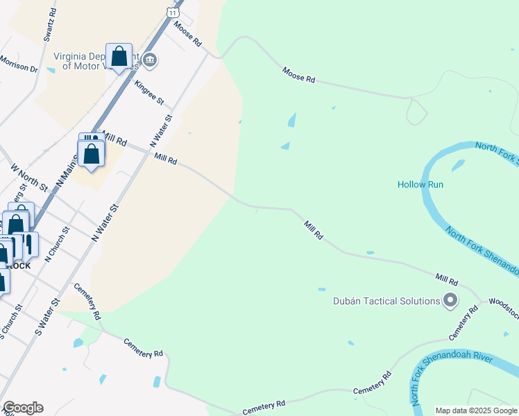 map of restaurants, bars, coffee shops, grocery stores, and more near 622 Mill Road in Woodstock