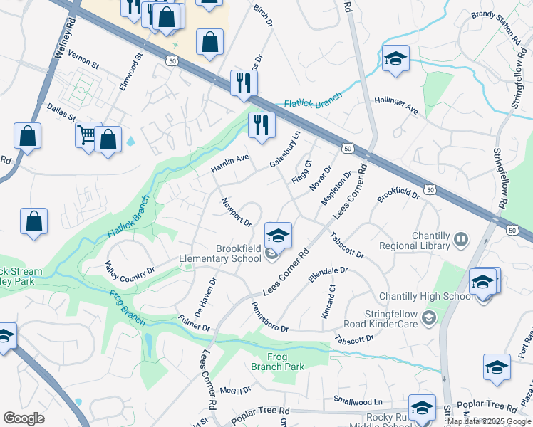 map of restaurants, bars, coffee shops, grocery stores, and more near 13722 Penwith Court in Chantilly