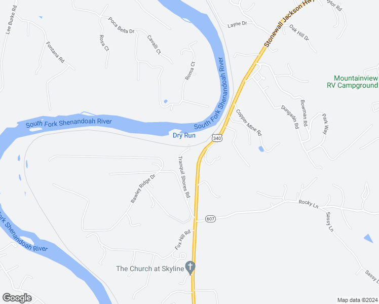map of restaurants, bars, coffee shops, grocery stores, and more near 262 Tranquil Shores Road in Front Royal