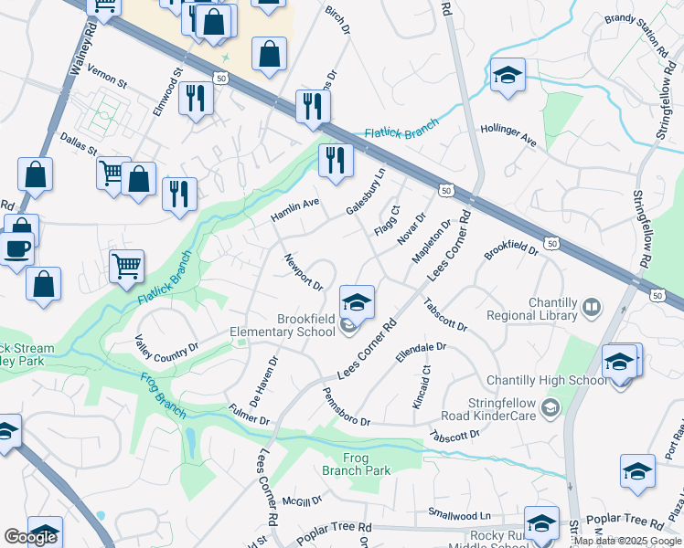 map of restaurants, bars, coffee shops, grocery stores, and more near 13722 Penwith Court in Chantilly
