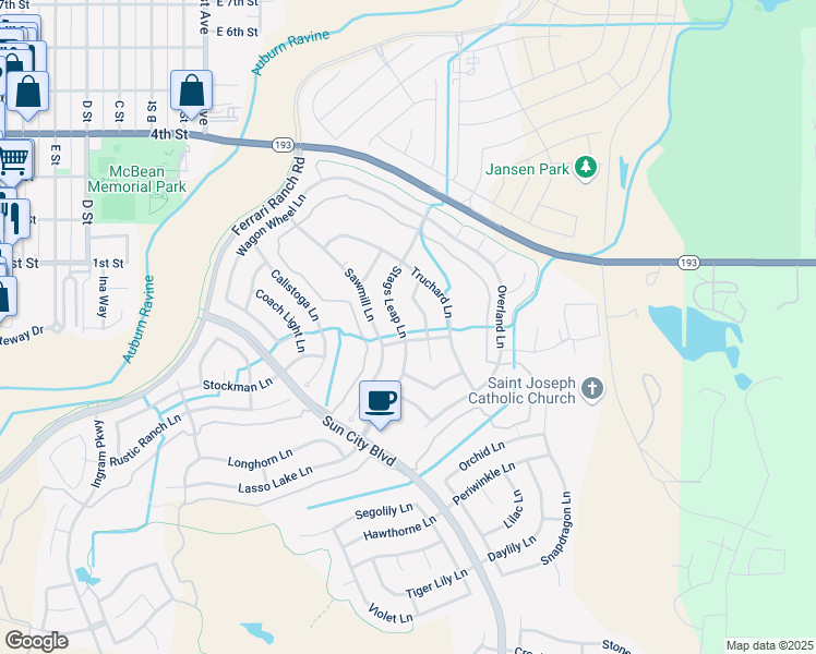 map of restaurants, bars, coffee shops, grocery stores, and more near 271 Stags Leap Lane in Lincoln