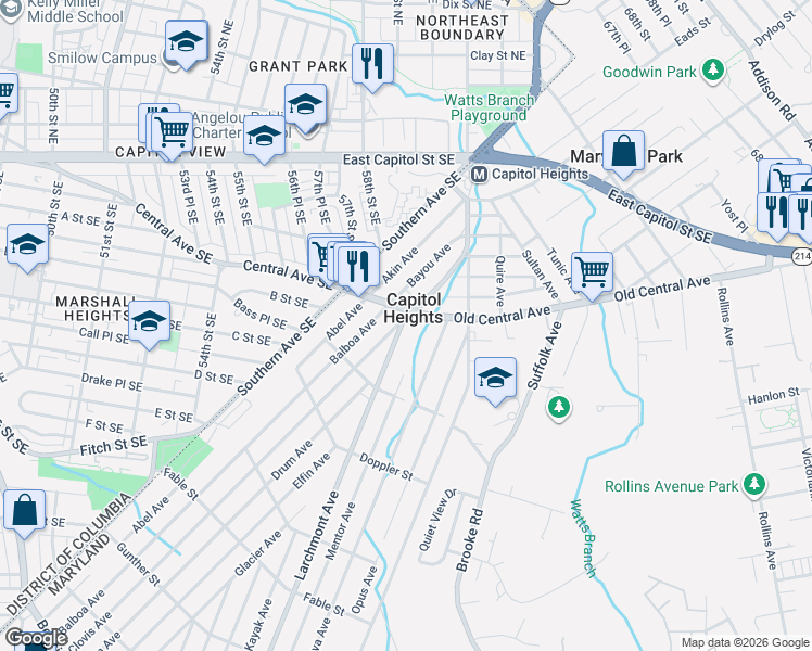 map of restaurants, bars, coffee shops, grocery stores, and more near 101 Independence Avenue Southeast in Washington