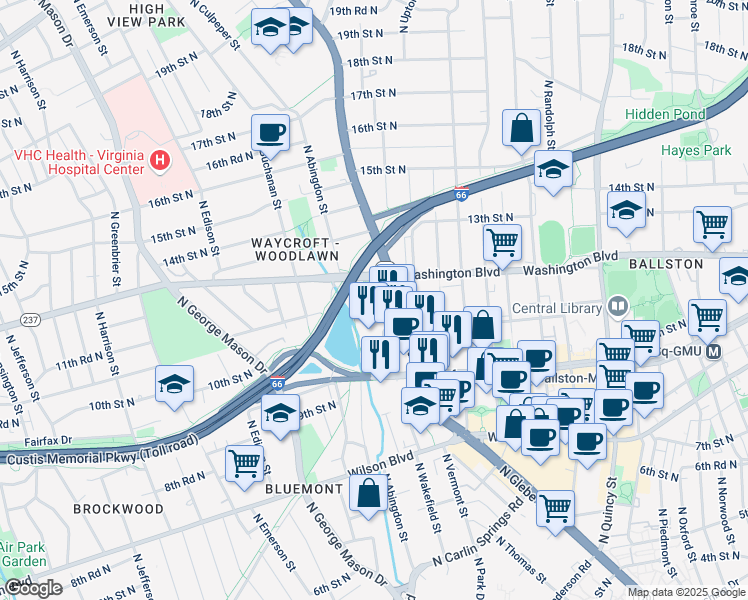map of restaurants, bars, coffee shops, grocery stores, and more near 101 Independence Avenue Southeast in Washington