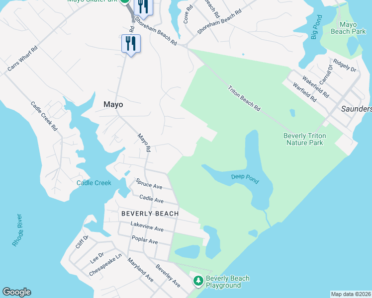 map of restaurants, bars, coffee shops, grocery stores, and more near 1226 Shesley Road in Edgewater