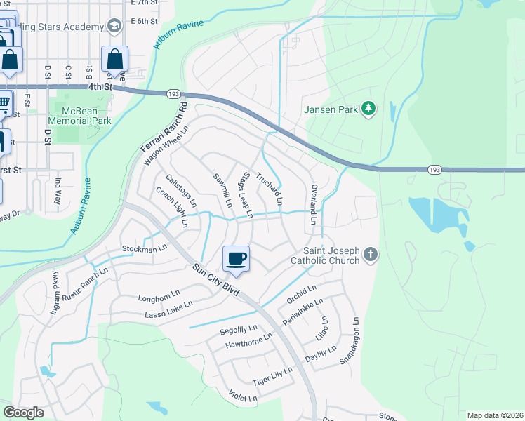 map of restaurants, bars, coffee shops, grocery stores, and more near 252 Timberland Lane in Lincoln