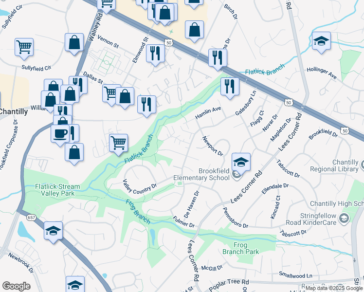 map of restaurants, bars, coffee shops, grocery stores, and more near 13811 Cabernet Court in Chantilly