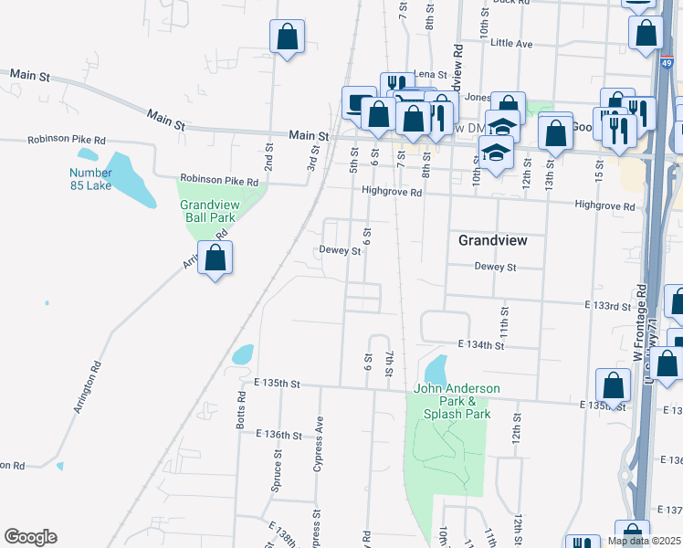 map of restaurants, bars, coffee shops, grocery stores, and more near 13212 5th Street in Grandview