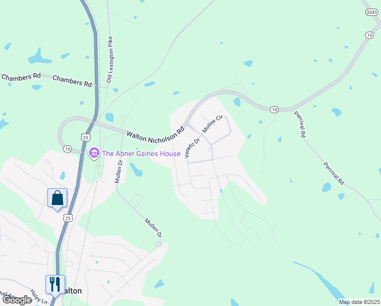 map of restaurants, bars, coffee shops, grocery stores, and more near 255 Veneto Dr in Walton