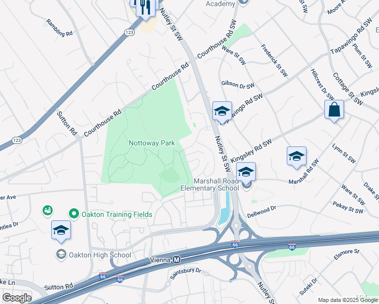 map of restaurants, bars, coffee shops, grocery stores, and more near 1013 Moorefield Hill Grove Southwest in Vienna