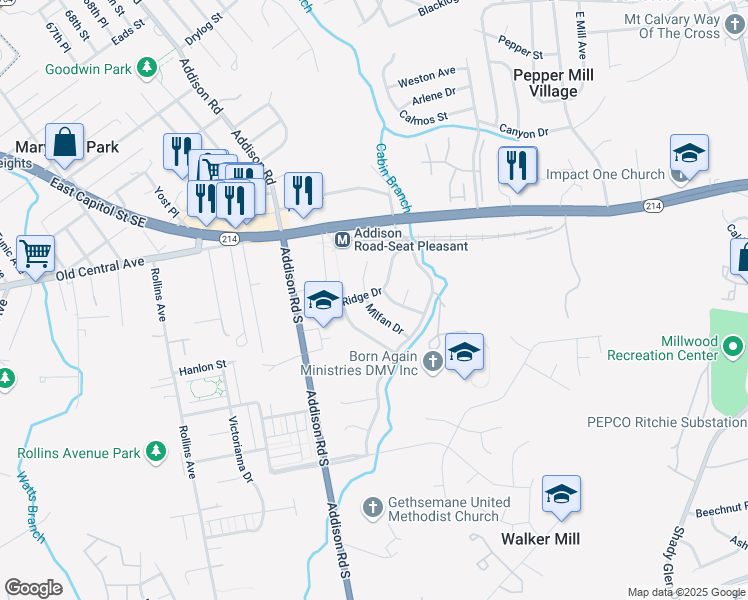 map of restaurants, bars, coffee shops, grocery stores, and more near 101 Independence Avenue Southeast in Washington