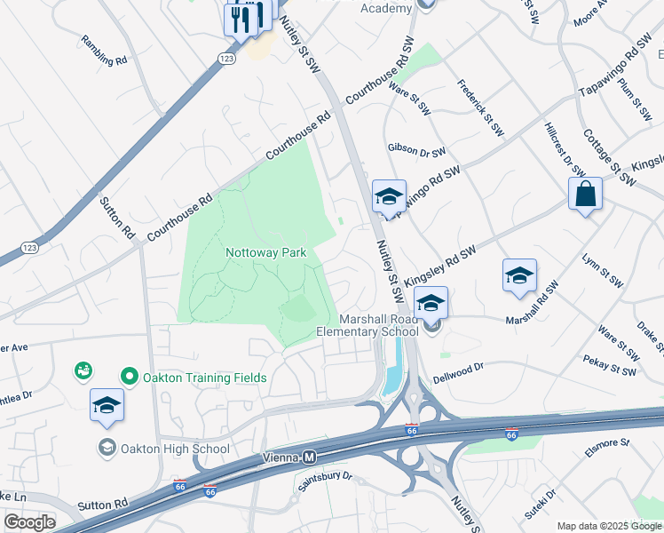 map of restaurants, bars, coffee shops, grocery stores, and more near 1013 Moorefield Hill Grove Southwest in Vienna