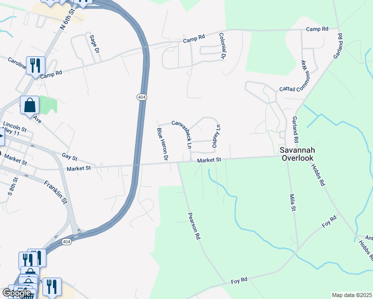 map of restaurants, bars, coffee shops, grocery stores, and more near 1107 Canvasback Lane in Denton