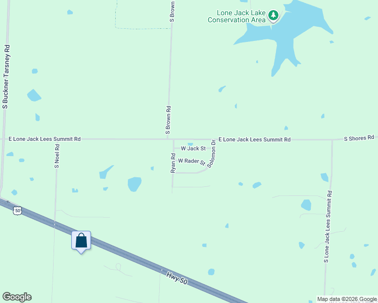map of restaurants, bars, coffee shops, grocery stores, and more near 813 West Jack Street in Lone Jack