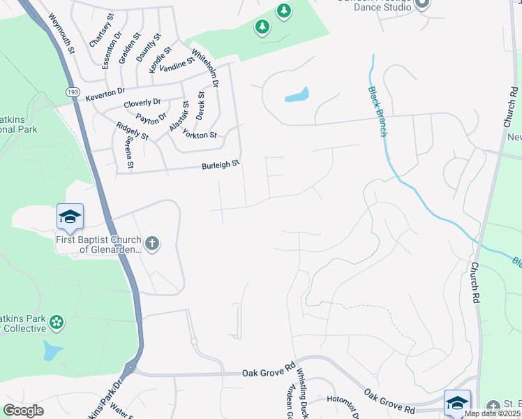 map of restaurants, bars, coffee shops, grocery stores, and more near 13403 Hillrod Lane in Upper Marlboro